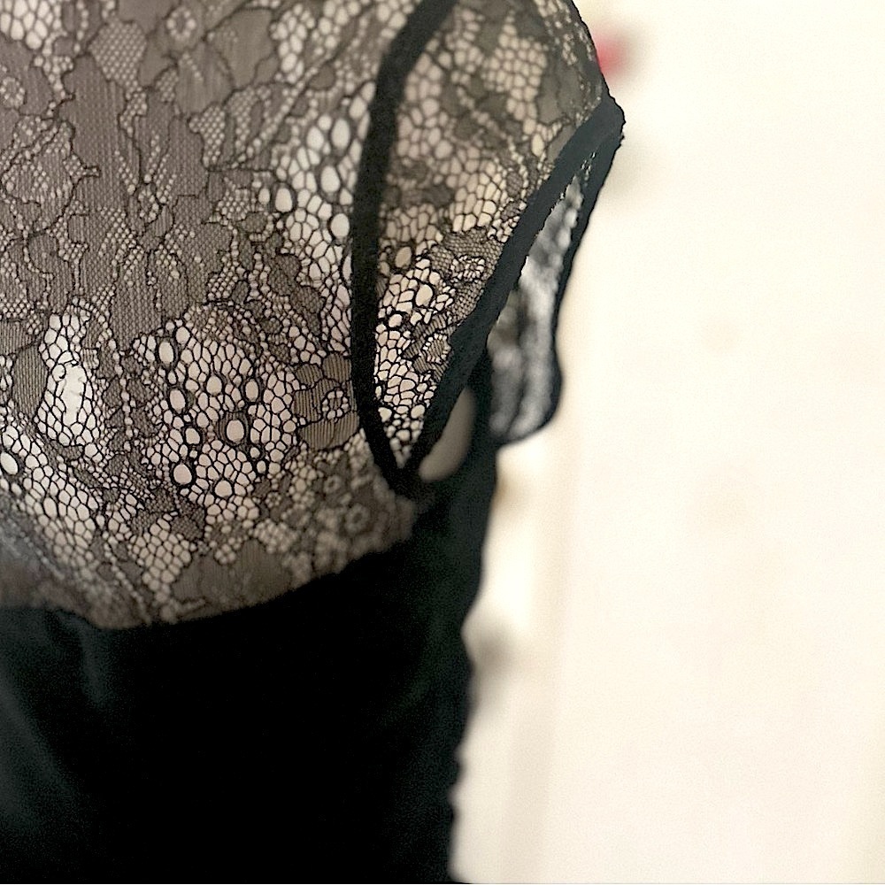 IRO Black Mini Dress Size Medium Crew Neck Cap Sleeve Lace Trim - Picture 14 of 16